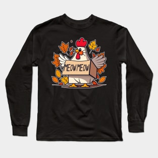 Funny Turkey Cat Meow Thanksgiving Day Shirt For Men Women Long Sleeve T-Shirt